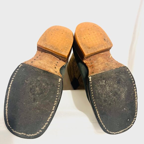 Red Hawk Boot Co.  Cowboy Boots Square Toe Leather-Unisex-Tan/Teal-Mexico-10? - Picture 11 of 16